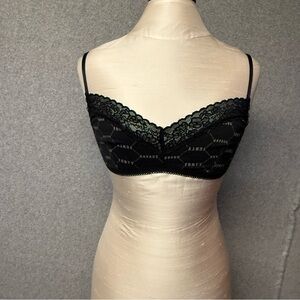 Savage X Fenty Black Caviar Logo Print Bralette Intimates Size Medium